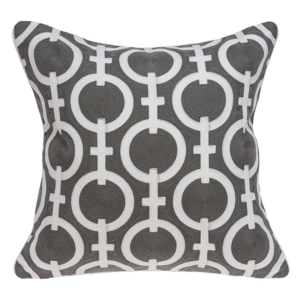 Homeroots 20" X 7" X 20" Transitional Gray And White Accent Pillow Cover With Poly Insert   334124