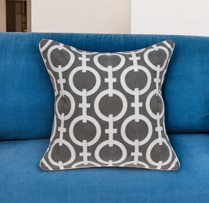 Homeroots 20" X 7" X 20" Transitional Gray And White Accent Pillow Cover With Poly Insert   334124