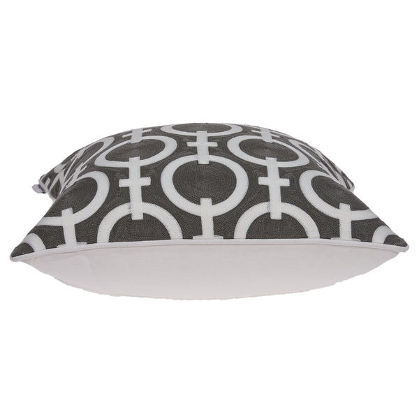 Homeroots 20" X 7" X 20" Transitional Gray And White Accent Pillow Cover With Poly Insert   334124