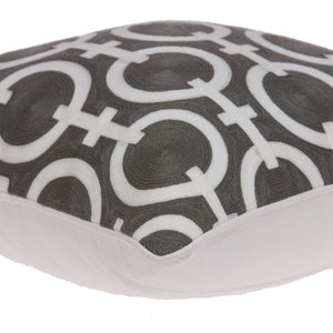 Homeroots 20" X 7" X 20" Transitional Gray And White Accent Pillow Cover With Poly Insert   334124