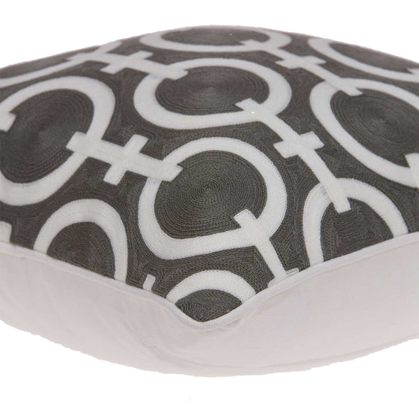 Homeroots 20" X 7" X 20" Transitional Gray And White Accent Pillow Cover With Poly Insert   334124