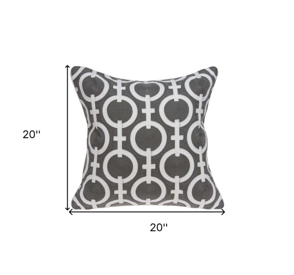 Homeroots 20" X 7" X 20" Transitional Gray And White Accent Pillow Cover With Poly Insert   334124