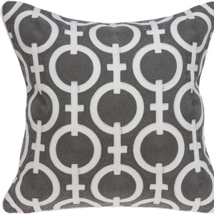 Homeroots 20" X 7" X 20" Transitional Gray And White Accent Pillow Cover With Poly Insert   334124