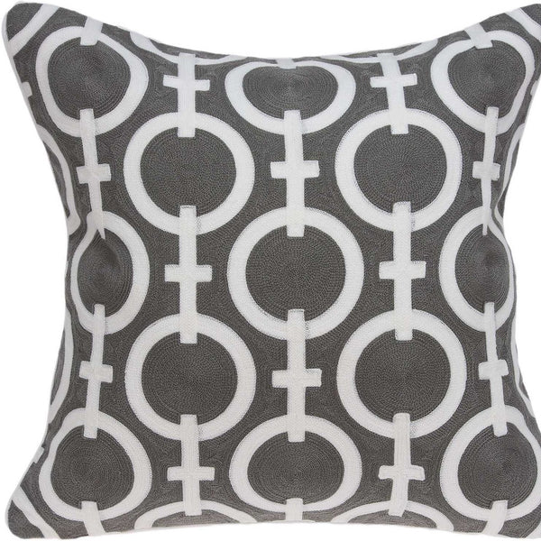 Homeroots 20" X 7" X 20" Transitional Gray And White Accent Pillow Cover With Poly Insert   334124
