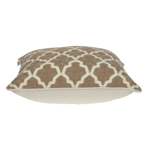 Homeroots 20" X 7" X 20" Transitional Beige And White Pillow Cover With Poly Insert   334125