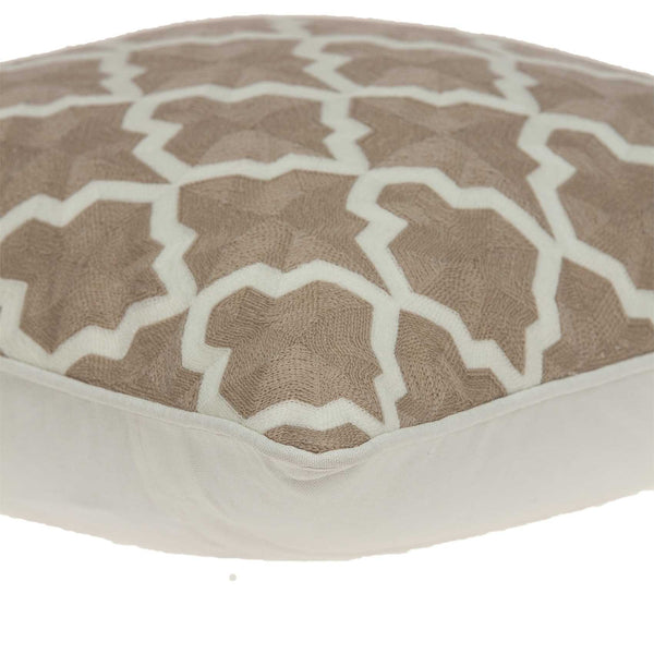 Homeroots 20" X 7" X 20" Transitional Beige And White Pillow Cover With Poly Insert   334125