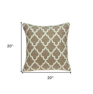 Homeroots 20" X 7" X 20" Transitional Beige And White Pillow Cover With Poly Insert   334125