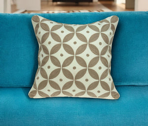 Homeroots 20" X 7" X 20" Transitional Beige And White Accent Pillow Cover With Poly Insert   334127