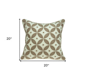 Homeroots 20" X 7" X 20" Transitional Beige And White Accent Pillow Cover With Poly Insert   334127