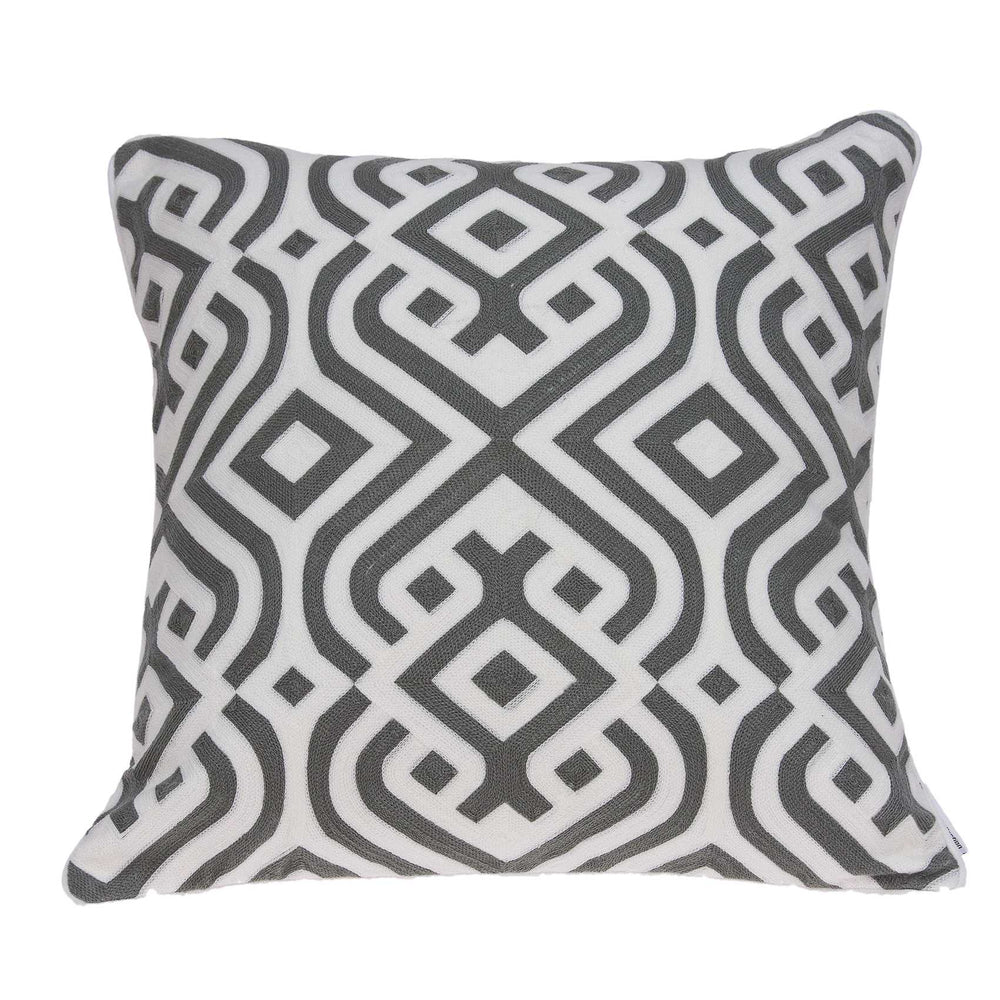 Homeroots 20" X 7" X 20" Gray And White Accent Pillow Cover With Poly Insert   334129