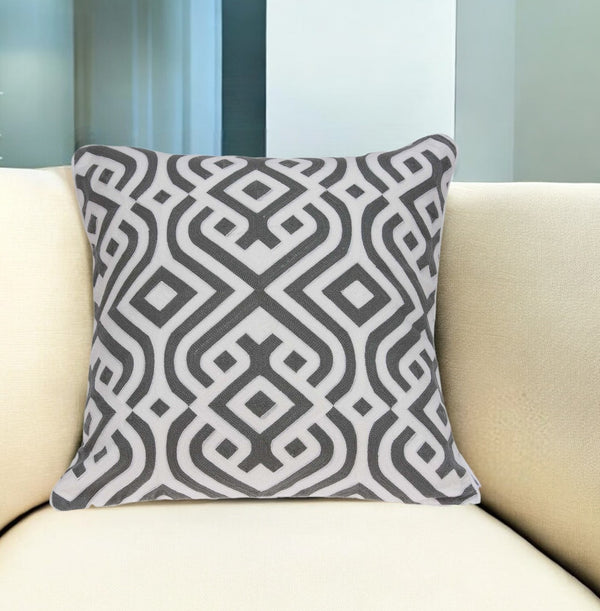 Homeroots 20" X 7" X 20" Gray And White Accent Pillow Cover With Poly Insert   334129