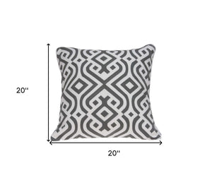 Homeroots 20" X 7" X 20" Gray And White Accent Pillow Cover With Poly Insert   334129
