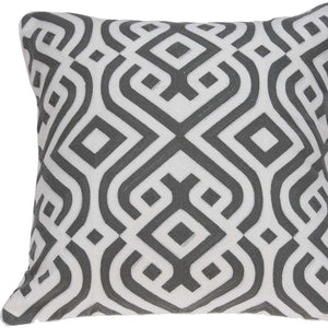 Homeroots 20" X 7" X 20" Gray And White Accent Pillow Cover With Poly Insert   334129