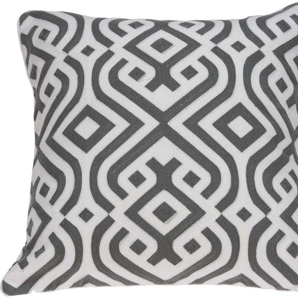 Homeroots 20" X 7" X 20" Gray And White Accent Pillow Cover With Poly Insert   334129
