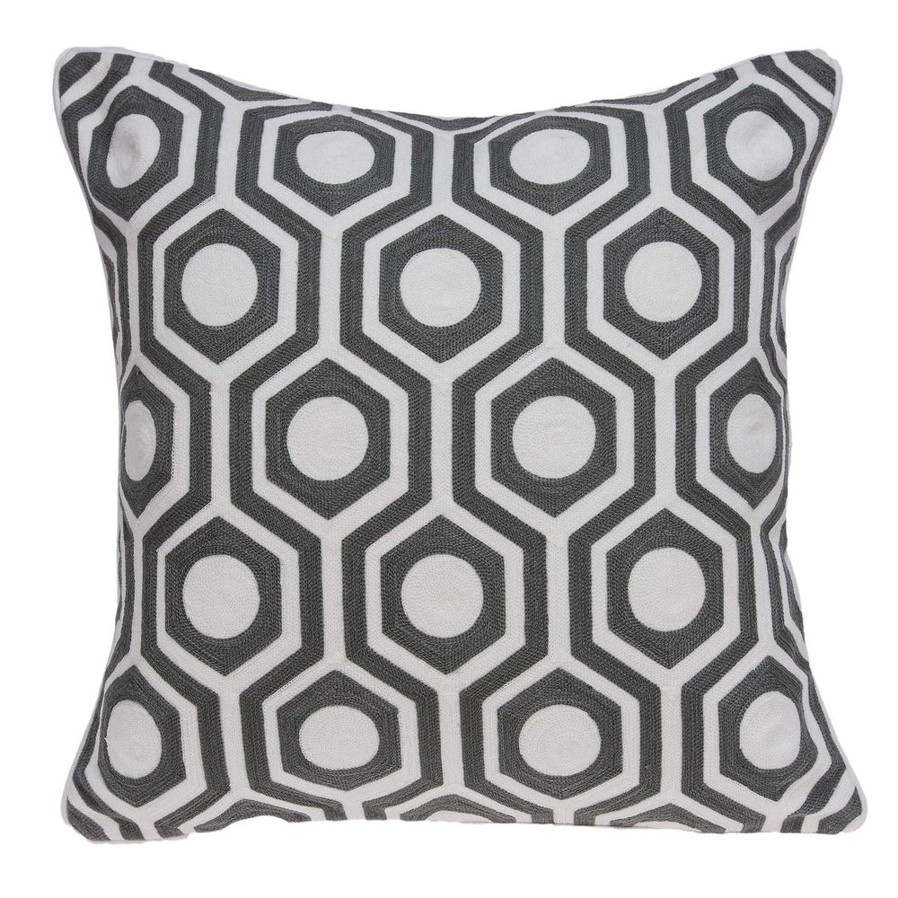 Homeroots 20" X 7" X 20" Cool Gray And White Pillow Cover With Poly Insert   334130