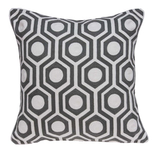 Homeroots 20" X 7" X 20" Cool Gray And White Pillow Cover With Poly Insert   334130