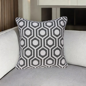 Homeroots 20" X 7" X 20" Cool Gray And White Pillow Cover With Poly Insert   334130