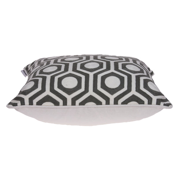 Homeroots 20" X 7" X 20" Cool Gray And White Pillow Cover With Poly Insert   334130