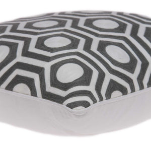 Homeroots 20" X 7" X 20" Cool Gray And White Pillow Cover With Poly Insert   334130