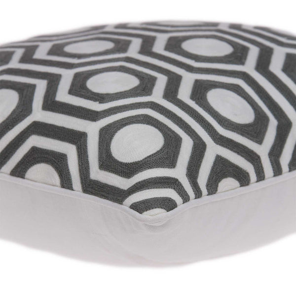 Homeroots 20" X 7" X 20" Cool Gray And White Pillow Cover With Poly Insert   334130