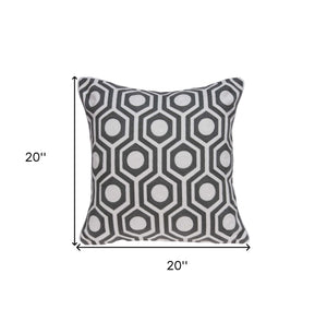 Homeroots 20" X 7" X 20" Cool Gray And White Pillow Cover With Poly Insert   334130
