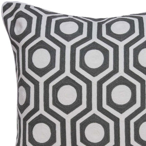 Homeroots 20" X 7" X 20" Cool Gray And White Pillow Cover With Poly Insert   334130