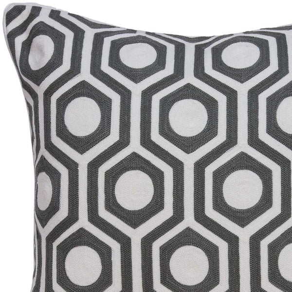Homeroots 20" X 7" X 20" Cool Gray And White Pillow Cover With Poly Insert   334130