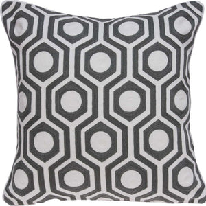 Homeroots 20" X 7" X 20" Cool Gray And White Pillow Cover With Poly Insert   334130