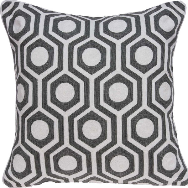 Homeroots 20" X 7" X 20" Cool Gray And White Pillow Cover With Poly Insert   334130