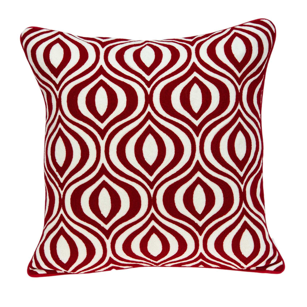 Homeroots 20" X 7" X 20" Transitional Red And White Pillow Cover With Poly Insert   334131