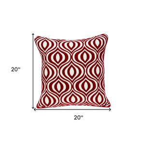 Homeroots 20" X 7" X 20" Transitional Red And White Pillow Cover With Poly Insert   334131