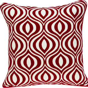 Homeroots 20" X 7" X 20" Transitional Red And White Pillow Cover With Poly Insert   334131
