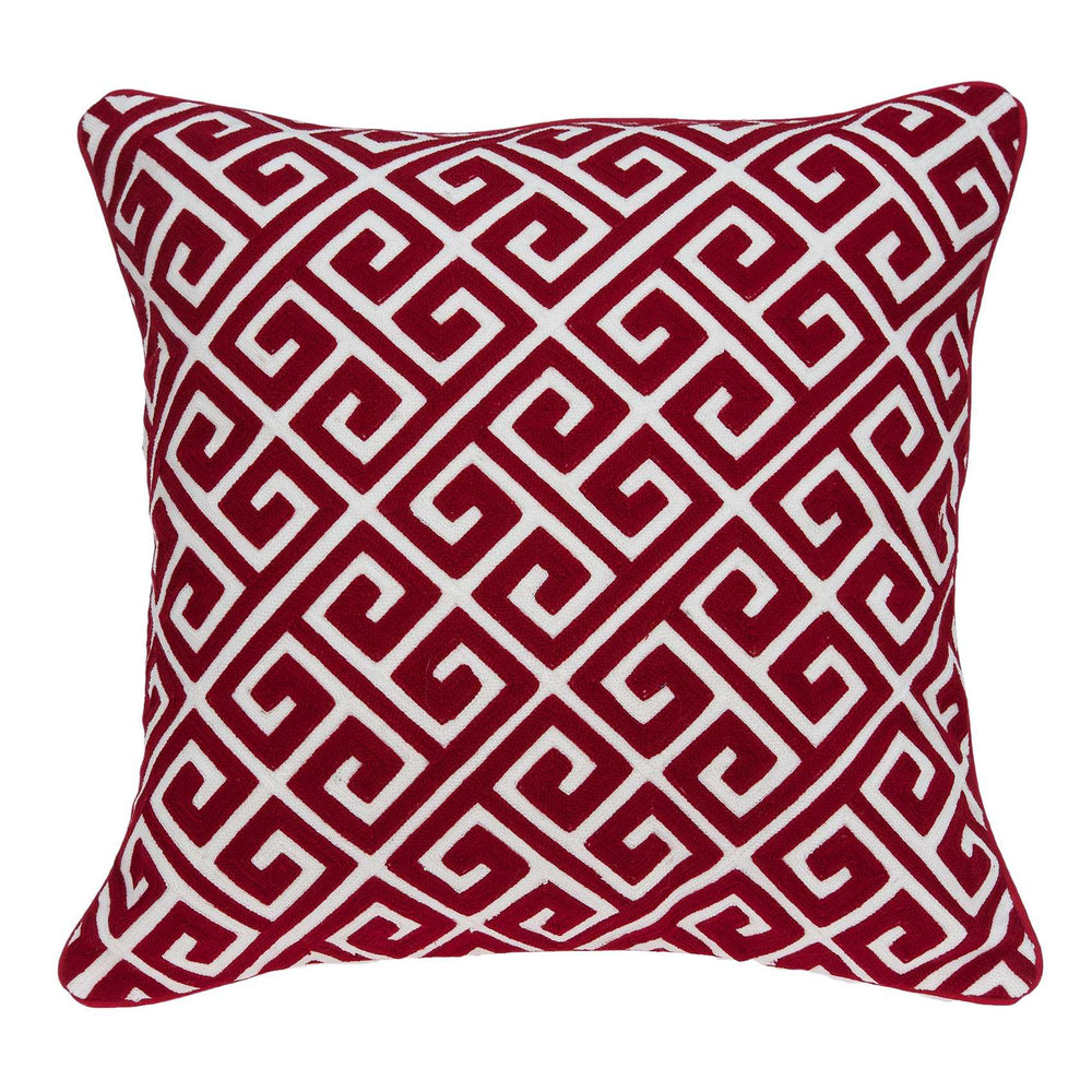 Homeroots 20" X 7" X 20" Transitional Red And White Cotton Pillow Cover With Poly Insert   334132