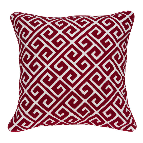 Homeroots 20" X 7" X 20" Transitional Red And White Cotton Pillow Cover With Poly Insert   334132