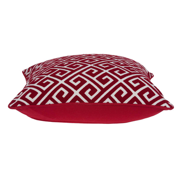 Homeroots 20" X 7" X 20" Transitional Red And White Cotton Pillow Cover With Poly Insert   334132