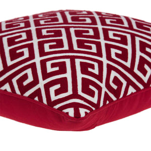 Homeroots 20" X 7" X 20" Transitional Red And White Cotton Pillow Cover With Poly Insert   334132
