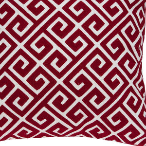 Homeroots 20" X 7" X 20" Transitional Red And White Cotton Pillow Cover With Poly Insert   334132