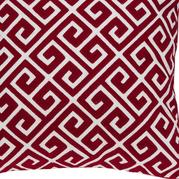 Homeroots 20" X 7" X 20" Transitional Red And White Cotton Pillow Cover With Poly Insert   334132