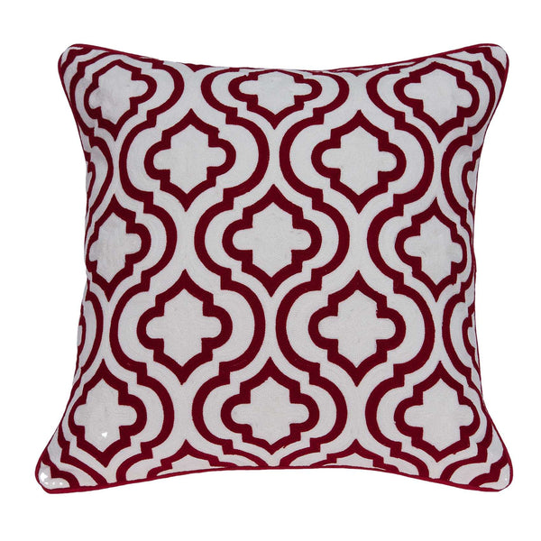 Homeroots 20" X 7" X 20" Transitional Red And White Accent Pillow Cover With Poly Insert   334133