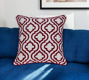 Homeroots 20" X 7" X 20" Transitional Red And White Accent Pillow Cover With Poly Insert   334133