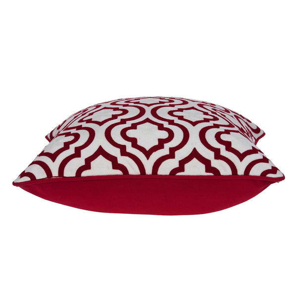 Homeroots 20" X 7" X 20" Transitional Red And White Accent Pillow Cover With Poly Insert   334133