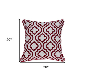 Homeroots 20" X 7" X 20" Transitional Red And White Accent Pillow Cover With Poly Insert   334133