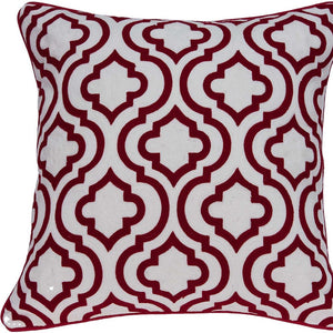 Homeroots 20" X 7" X 20" Transitional Red And White Accent Pillow Cover With Poly Insert   334133