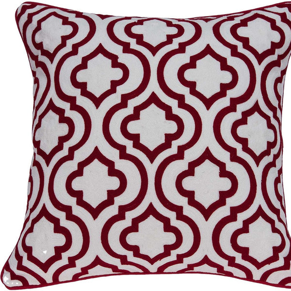 Homeroots 20" X 7" X 20" Transitional Red And White Accent Pillow Cover With Poly Insert   334133