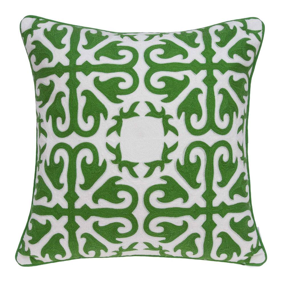 Homeroots 20" X 7" X 20" Traditional Green And White Accent Pillow Cover With Poly Insert   334136