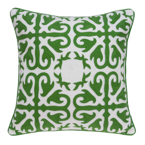 Homeroots 20" X 7" X 20" Traditional Green And White Accent Pillow Cover With Poly Insert   334136