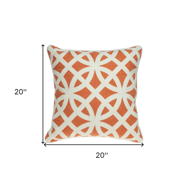 Homeroots 20" X 7" X 20" Transitional Orange Pillow Cover With Poly Insert   334137