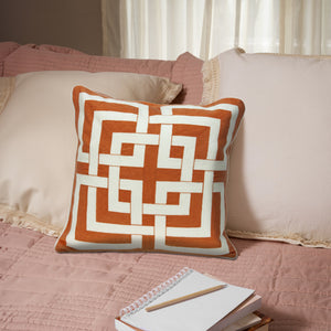 Homeroots 20" X 7" X 20" Transitional Orange And Off White Pillow Cover With Poly Insert   334139