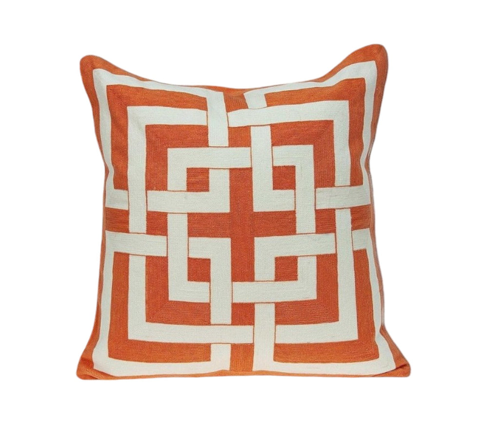Homeroots 20" X 7" X 20" Transitional Orange And Off White Pillow Cover With Poly Insert   334139