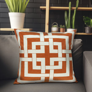 Homeroots 20" X 7" X 20" Transitional Orange And Off White Pillow Cover With Poly Insert   334139